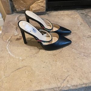 Nine West Black Jeweled Strap Mules Size 7